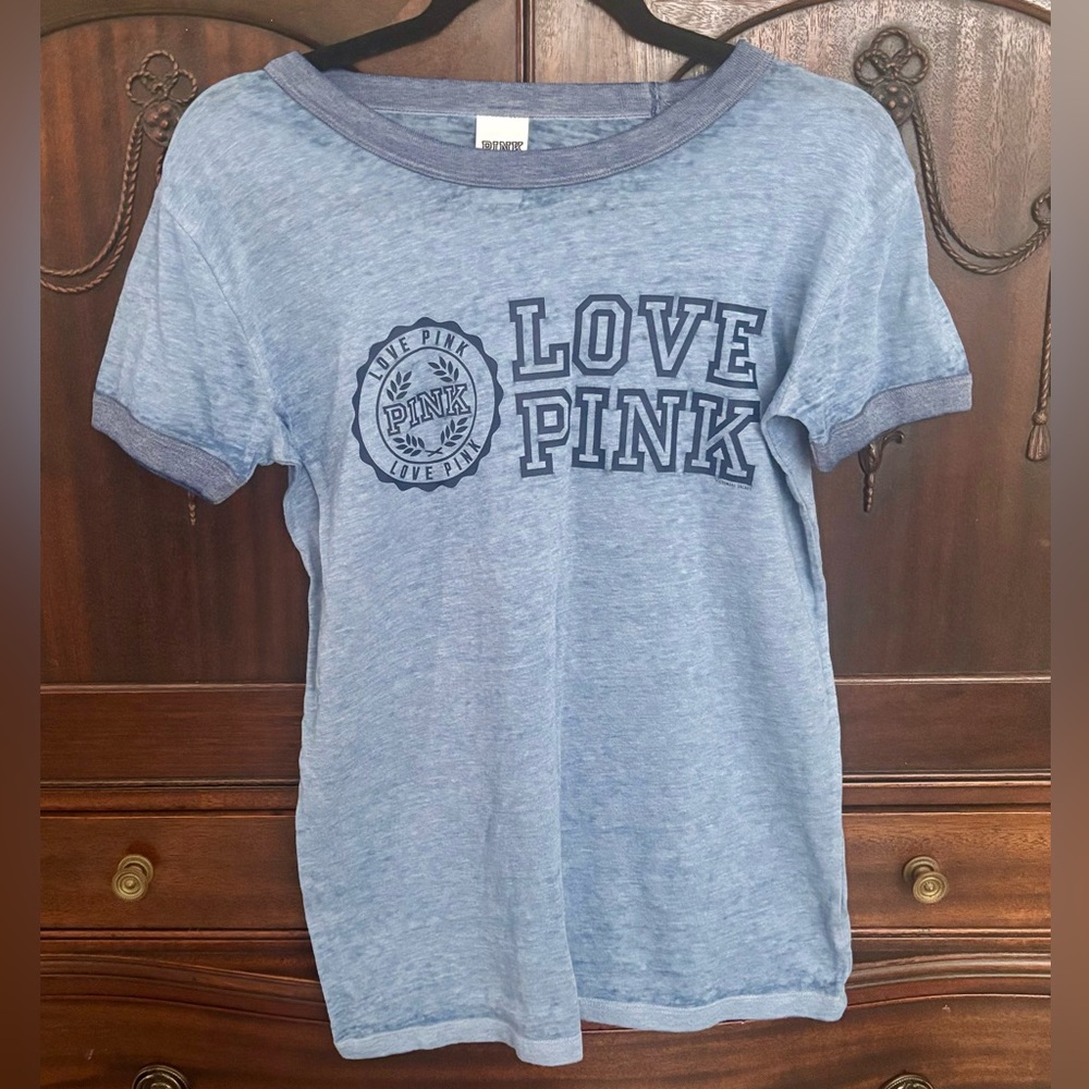 PINK Victorias Secret blue washout supersoft tee women’s small
